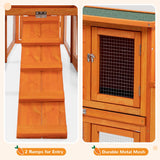 Extra Large Rabbit Hutch Bunny Cage Outdoor Indoor, 2-Story 94.5”L Big Wooden