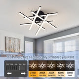 Modern LED Ceiling Light - Dimmable 5CCT Flush Mount (6 Lights, Black)