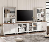 Entertainment Center with Bookshelves for TVs up to 75", Farmhouse Wall