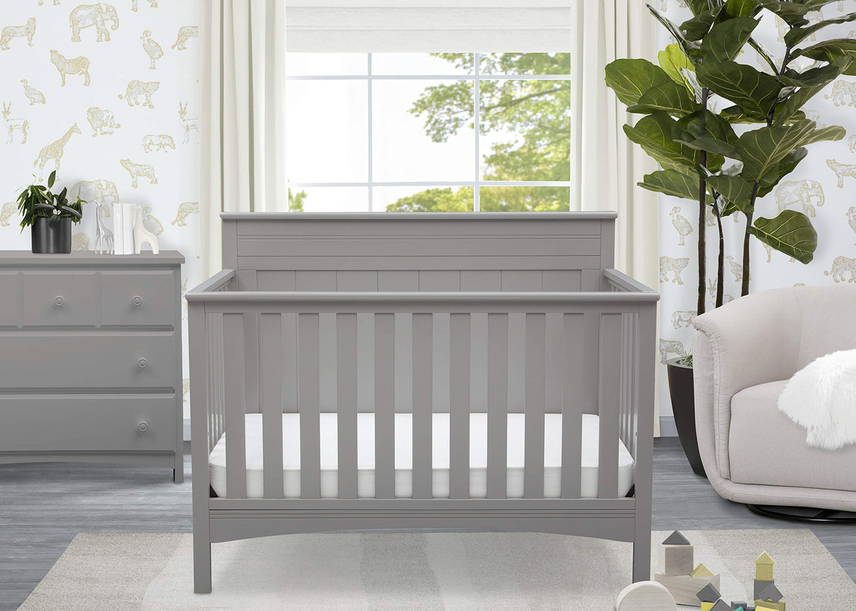 Fancy 4-in-1 Convertible Baby Crib - Greenguard Gold Certified, Grey