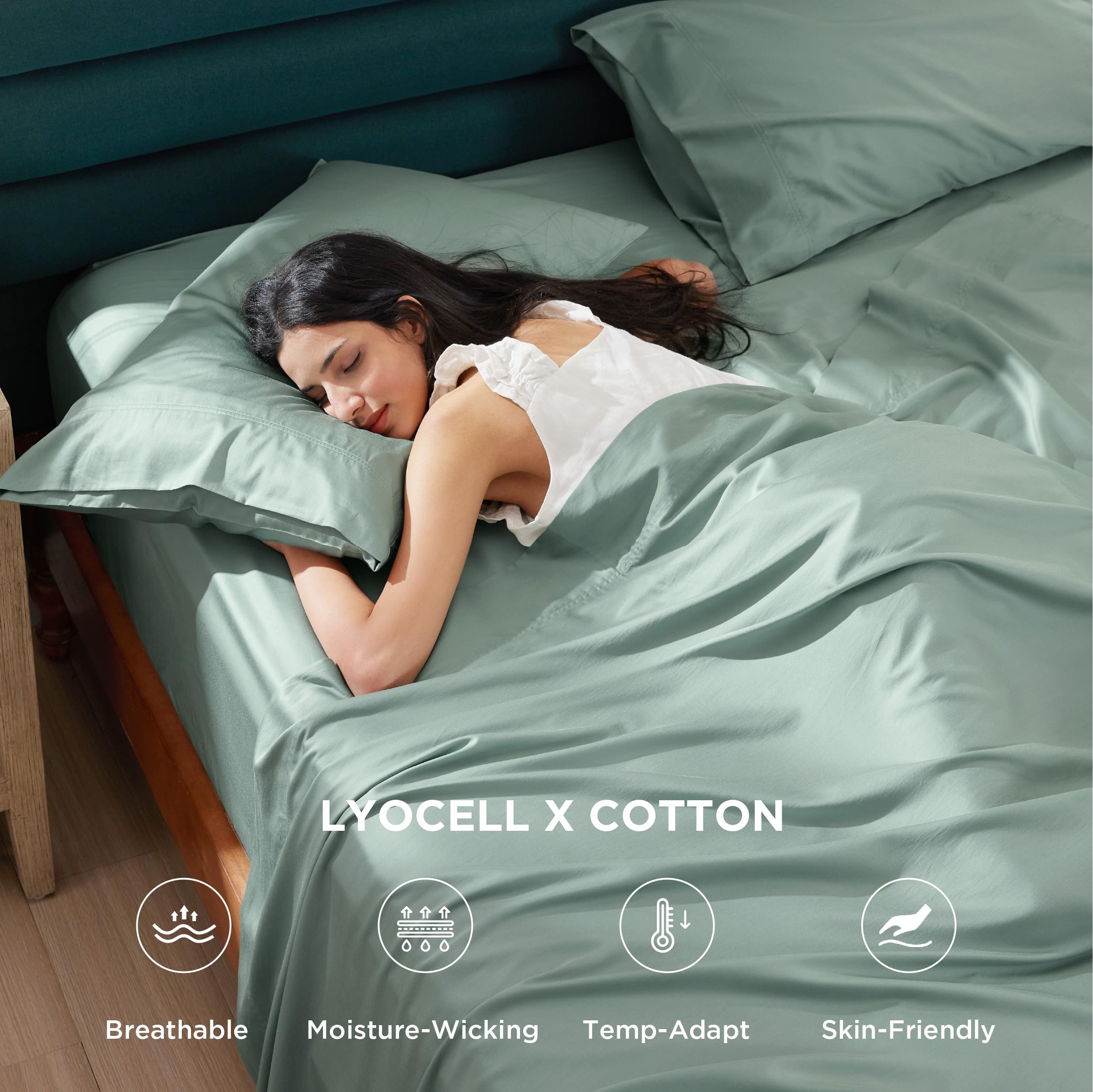 Lyocell Cotton Sheet Set - Cooling Bed Sheets Queen