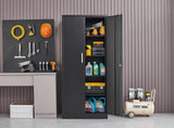 Garage Storage Cabinet with Doors and Shelves, Metal Storage Cabinet