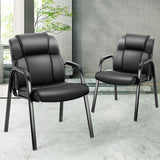 Waiting Room Reception Chairs Set of 4, Leather Office Desk Guest Stationary Side Chair