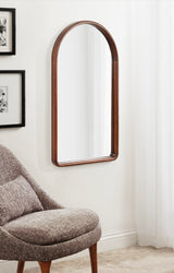 Kate and Laurel Talma Tall Arched Wall Mirror, 20 x 36, Dark Walnut, Transitional Arch Mirror with Solid Poplar Wood Frame and Rounded Frame Profile