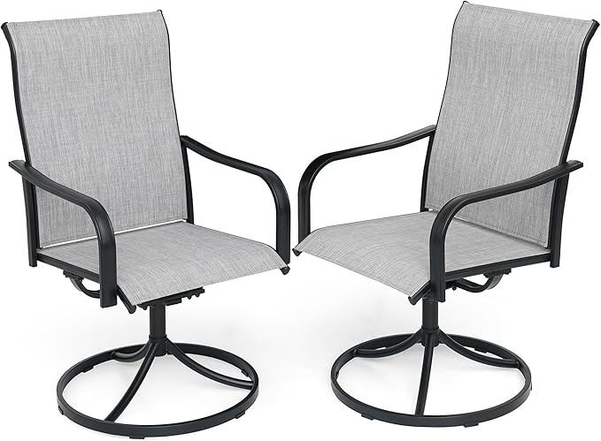 Outdoor Dining Chair Set of 2 High Back Outdoor Swivel Rocker Set