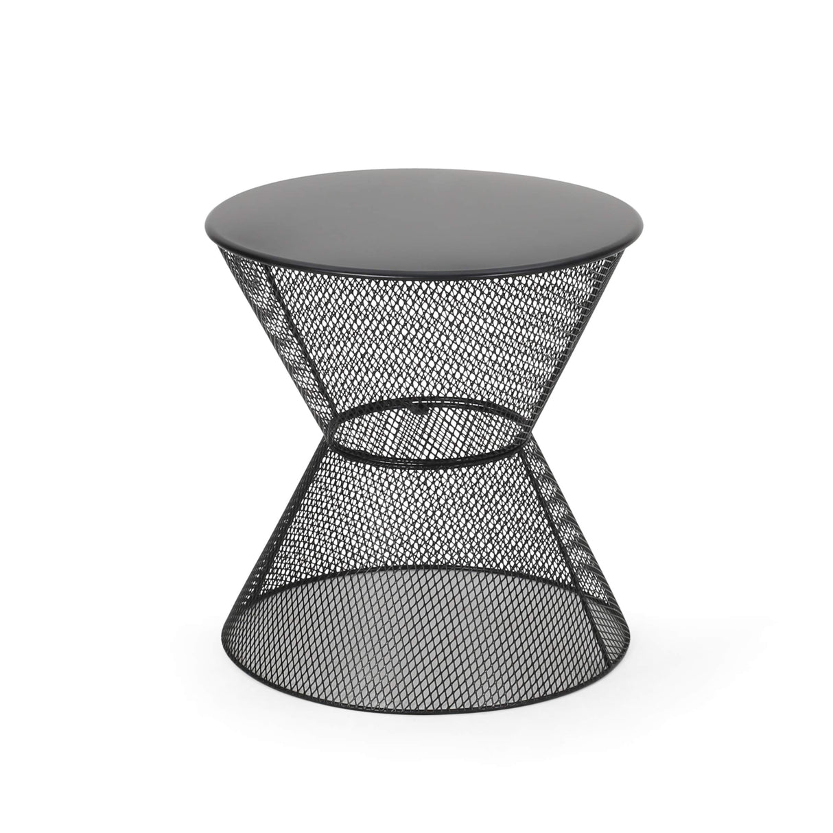 Doreen Modern Outdoor Iron Side Table, Matte Black