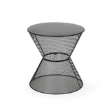 Doreen Modern Outdoor Iron Side Table, Matte Black