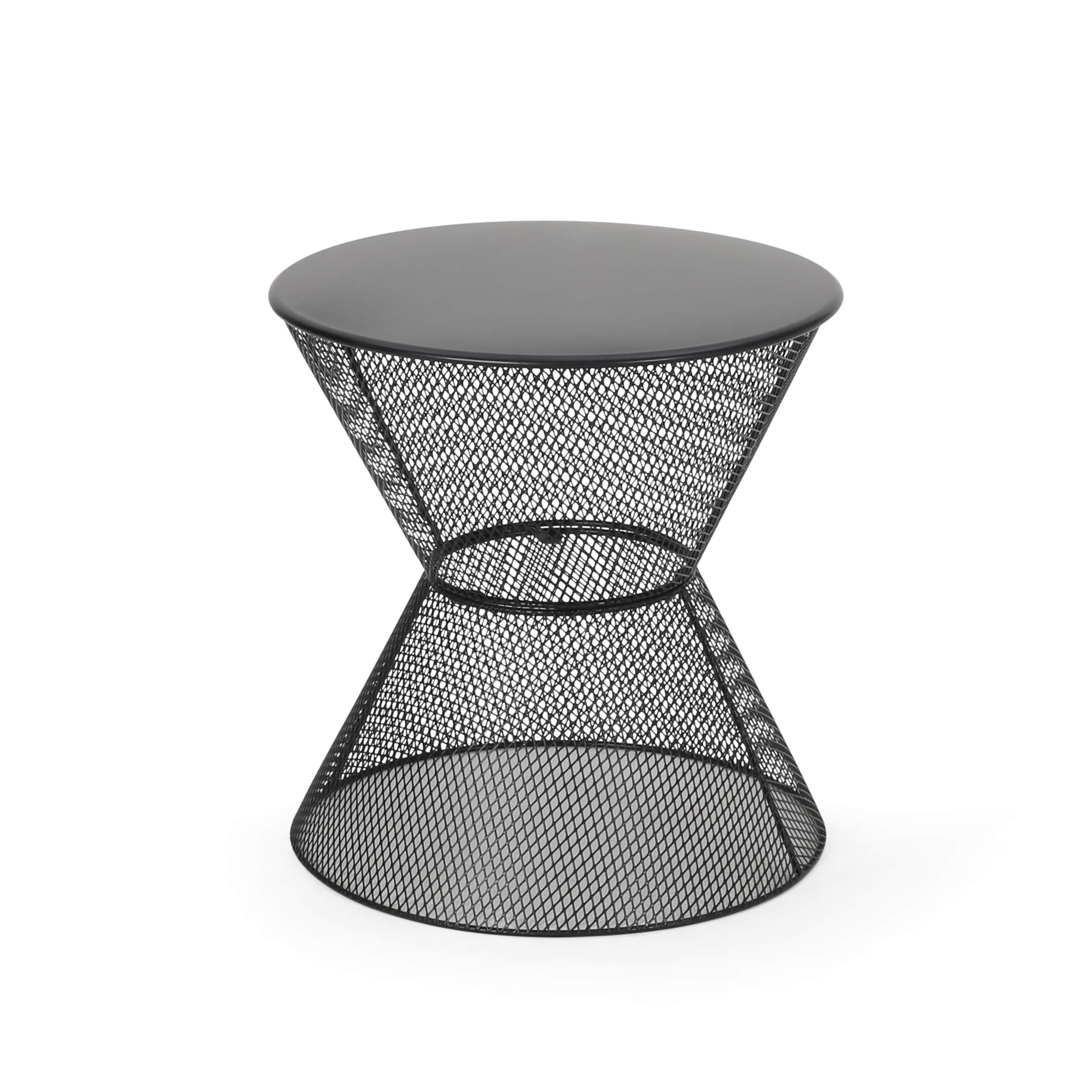Doreen Modern Outdoor Iron Side Table, Matte Black