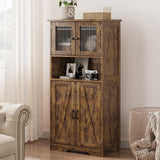 Bathroom Storage Cabinet, Freestanding Floor Linen Storage Cabinet with Doors