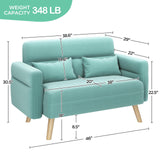 46" Small Modern Fabric Sofa Loveseat Mid Century 2 Seater Sofa Couch