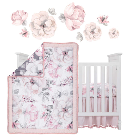 Signature Botanical Baby Watercolor Floral 4-Piece Crib Bedding Set