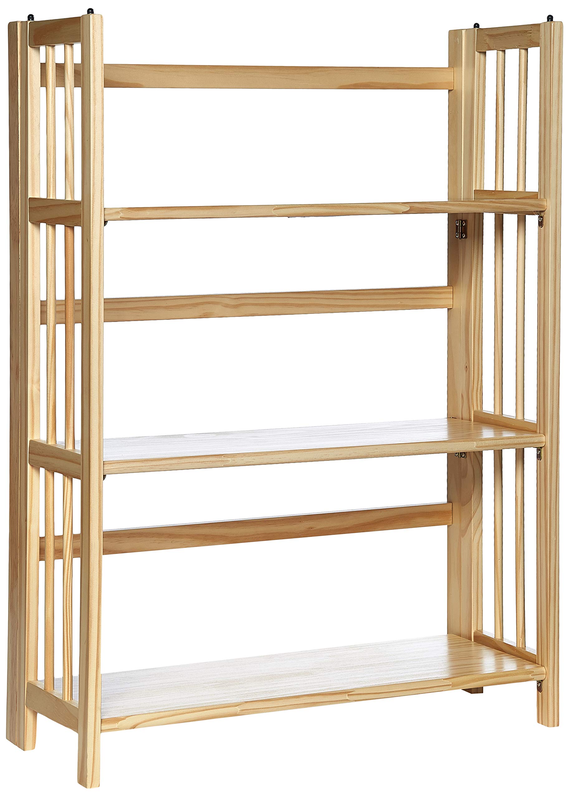 3-Shelf Folding Stackable Bookcase (27.5" Wide)-Natural