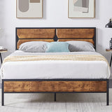 Full Size Platform Bed Frame with Wood Headboard/Mattress Foundation/