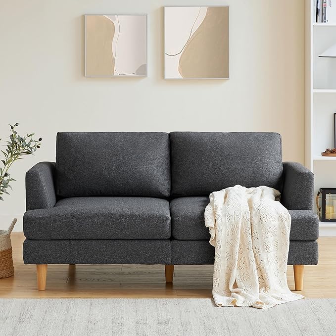 Sofa with Deep Seats, 65" Mid Century Modern Sofa