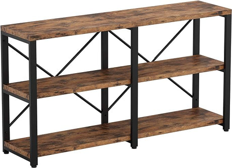 Rustic Entryway Console Table, Long Hallway Table 47in 3-Tier, TV Stand Entertainment