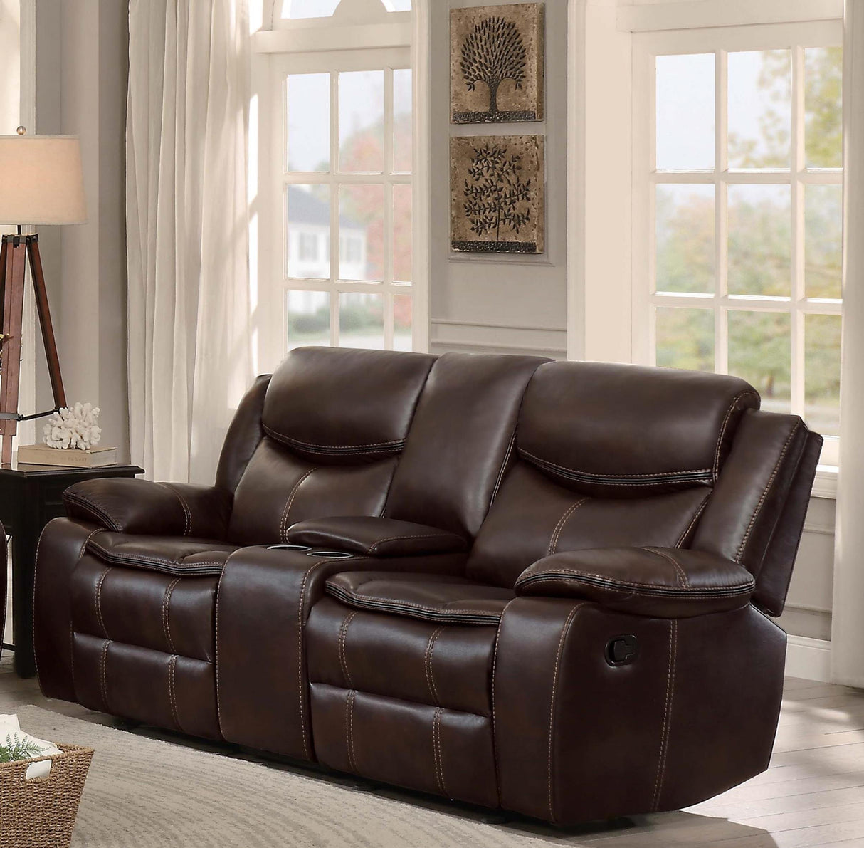 Homelegance Bastrop 79" Double Glider Reclining Loveseat (Manual), Brown