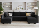 Modular Sectional Sofa Velvet U Shaped Couch with Ottomans Convertible Sectional