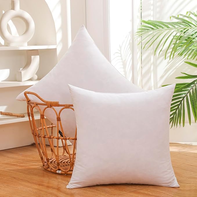 18x18 Inch Gold Goose Down and Feather Throw Pillow Inserts-2 Packs