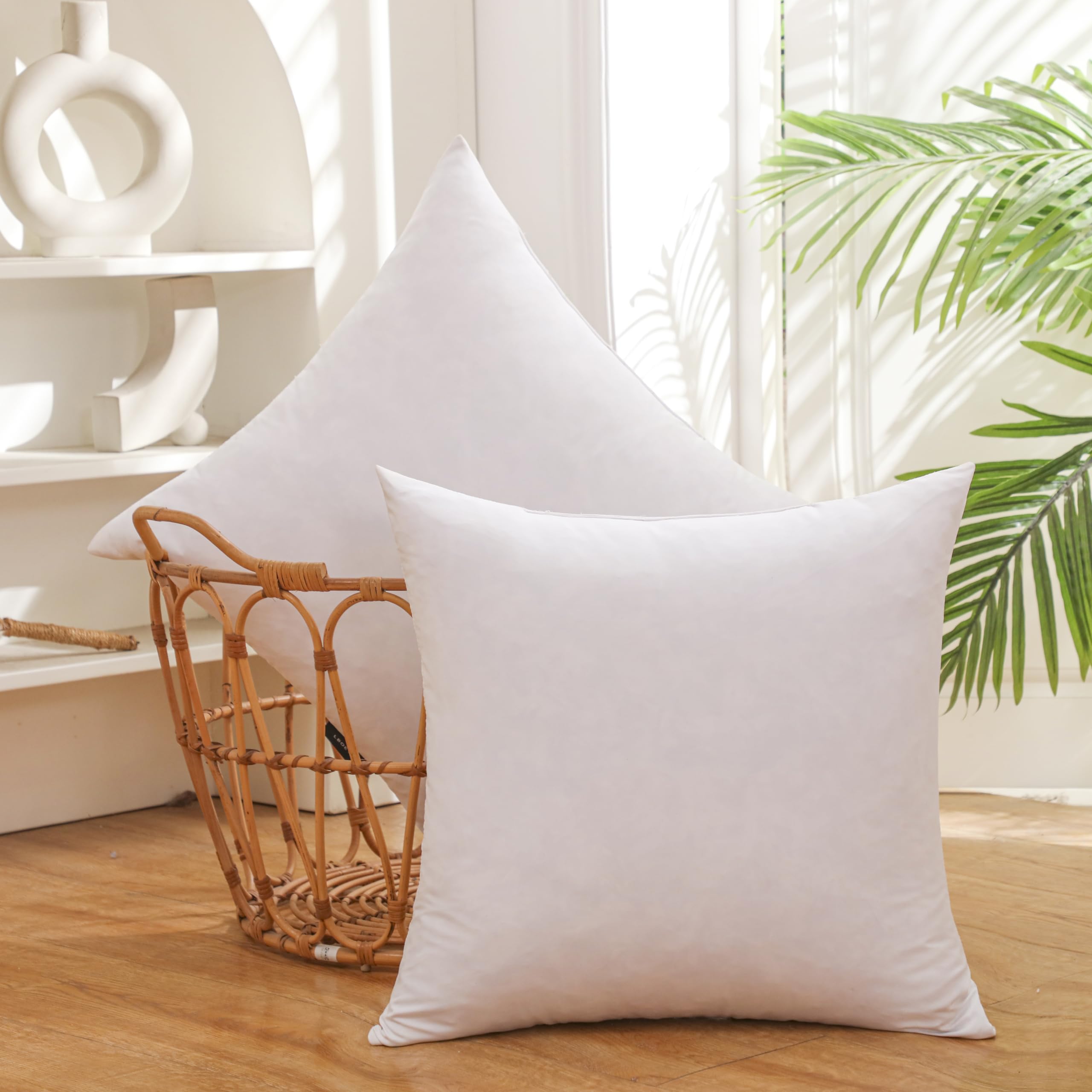 18x18 Inch Gold Goose Down and Feather Throw Pillow Inserts-2 Packs