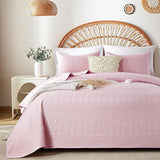 Pink Quilt Set Queen Size, Bohemian Queen Quilt Set for All Season