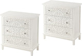 Fully-Assembled Flower Motif Dresser, Set of 2 Nightstand