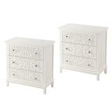 Fully-Assembled Flower Motif Dresser, Set of 2 Nightstand