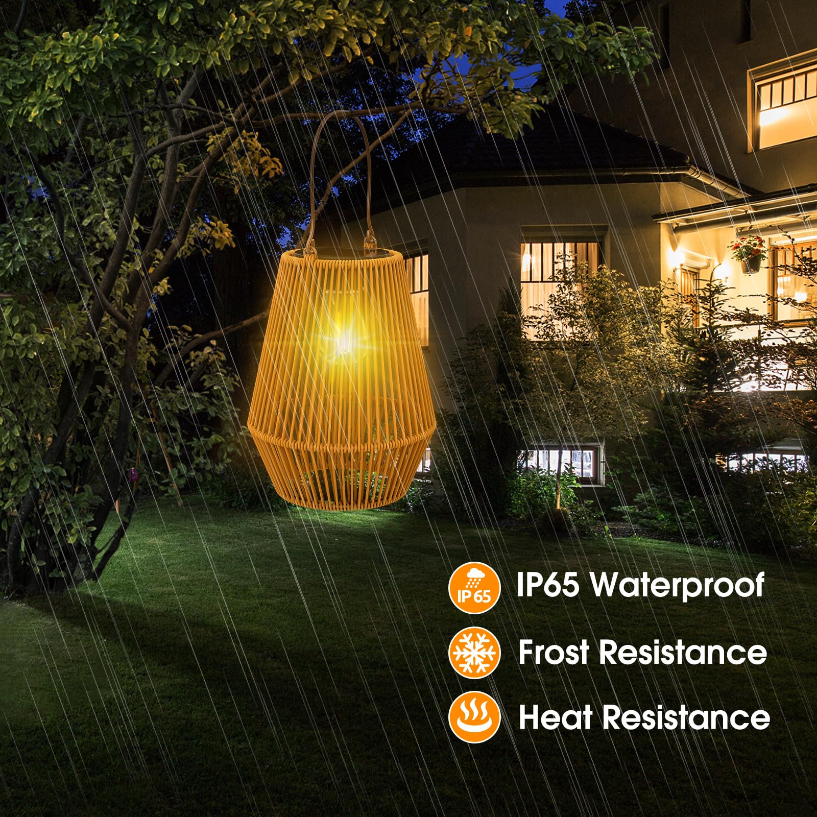 Solar Lanterns, KagoLing Solar Lights Outdoor Waterproof Solar Lights for Outside Hanging Solar Lantern Solar Table Lamp Lights Decoration for Garden,Yard,Patio,Porch,Trees,Lawn,Pathway, 2 Pack