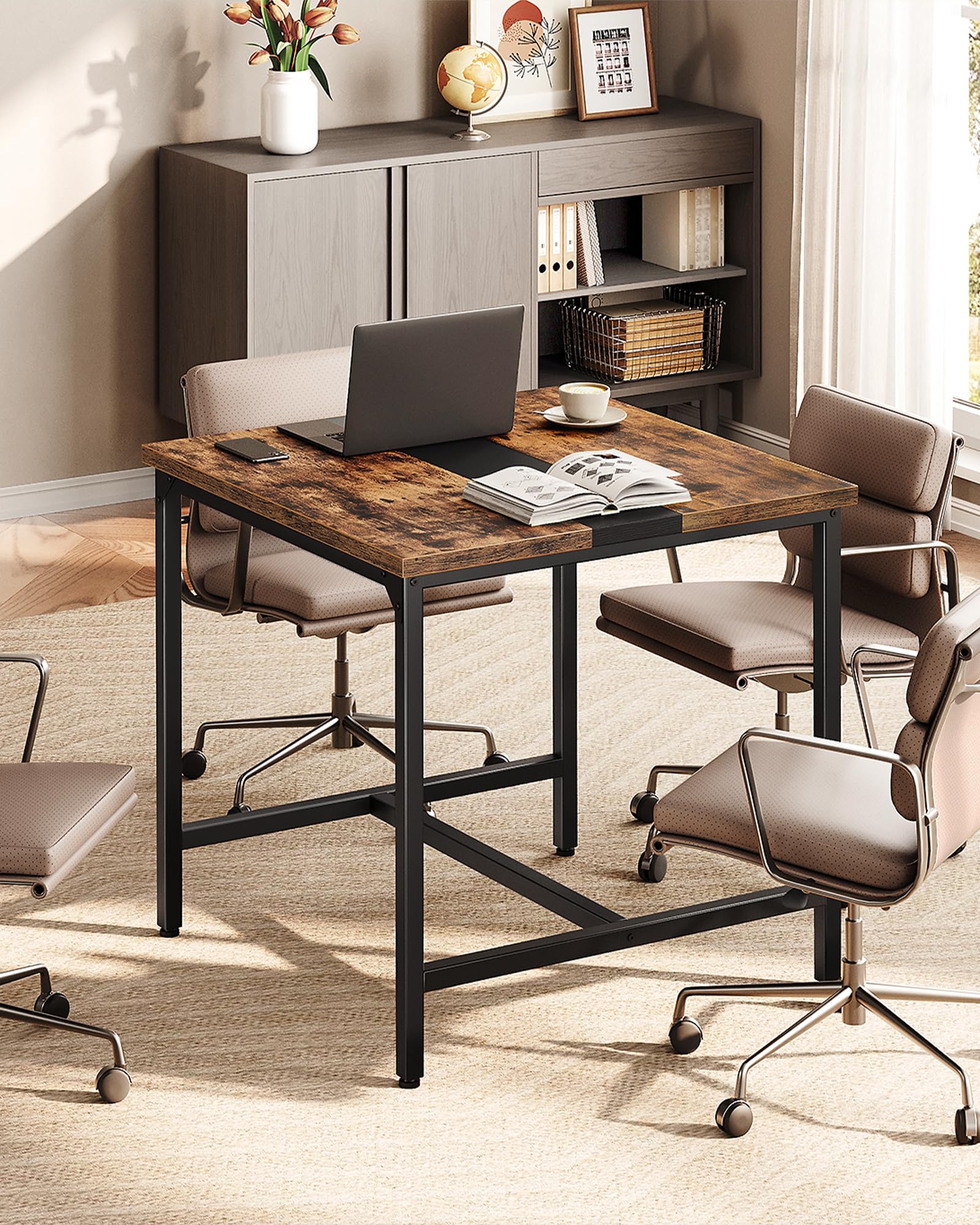 29.5" Square Dining Table - Rustic Brown & Black