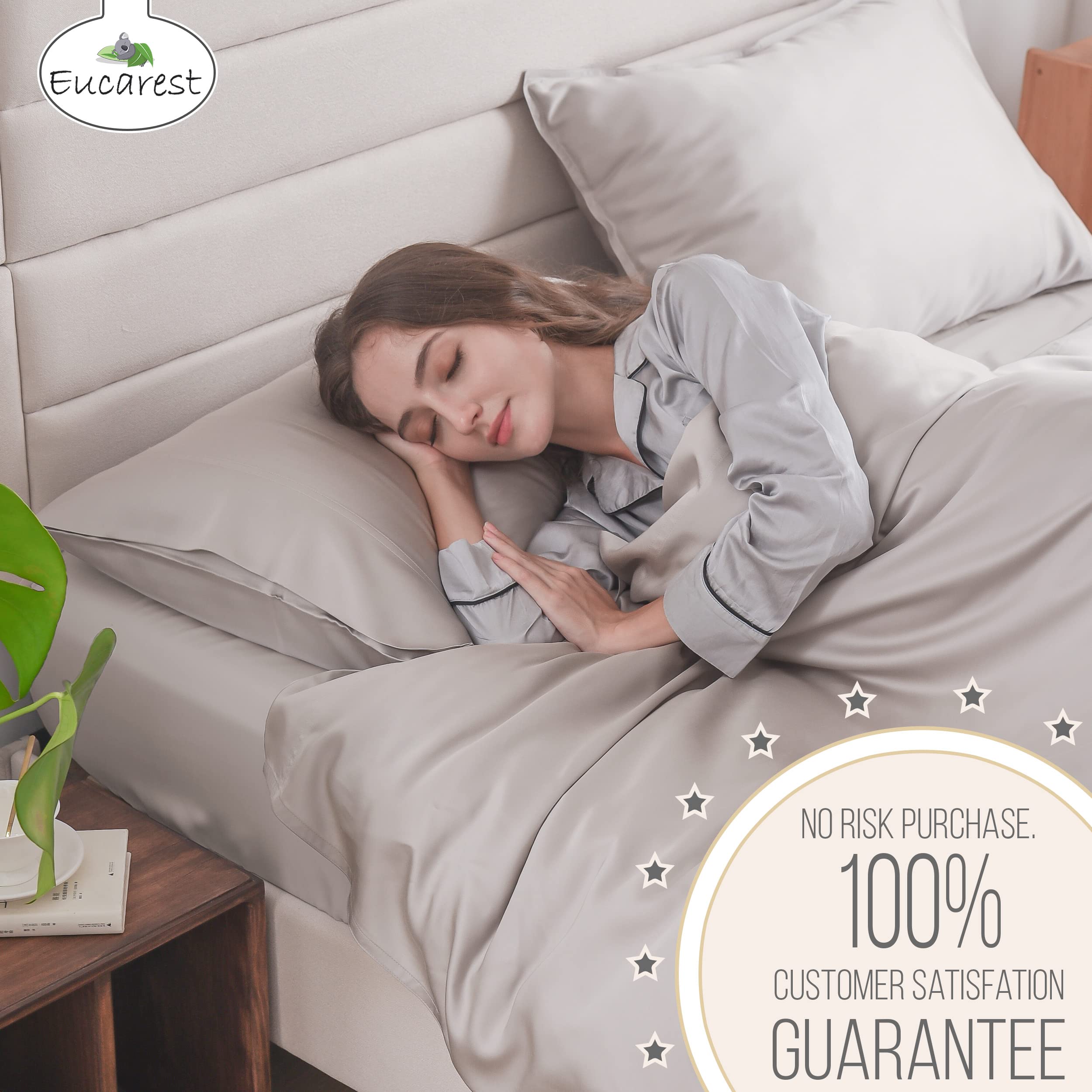 Eucalyptus Lyocell Bed Sheets, Hypoallergenic 100% Organic Tencel, Thermal