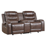 Wall Hugger Manual Double Glider Reclining Loveseat, Brown