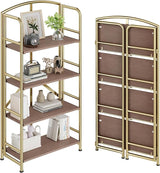 No-Assembly Folding Gold Bookshelf Storage Shelves Multifunctional Plant Flower Stand