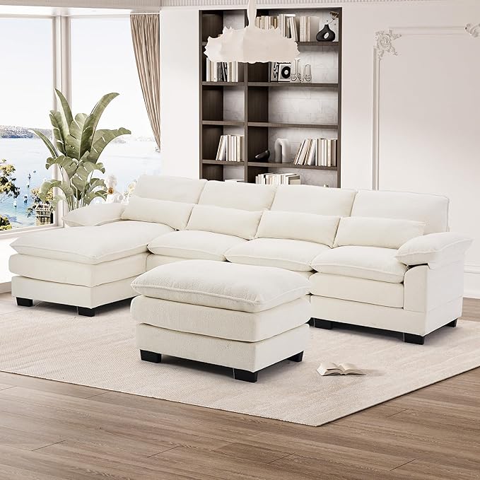 114" U Shape Sectional Sofa Cloud Couch for Living Room