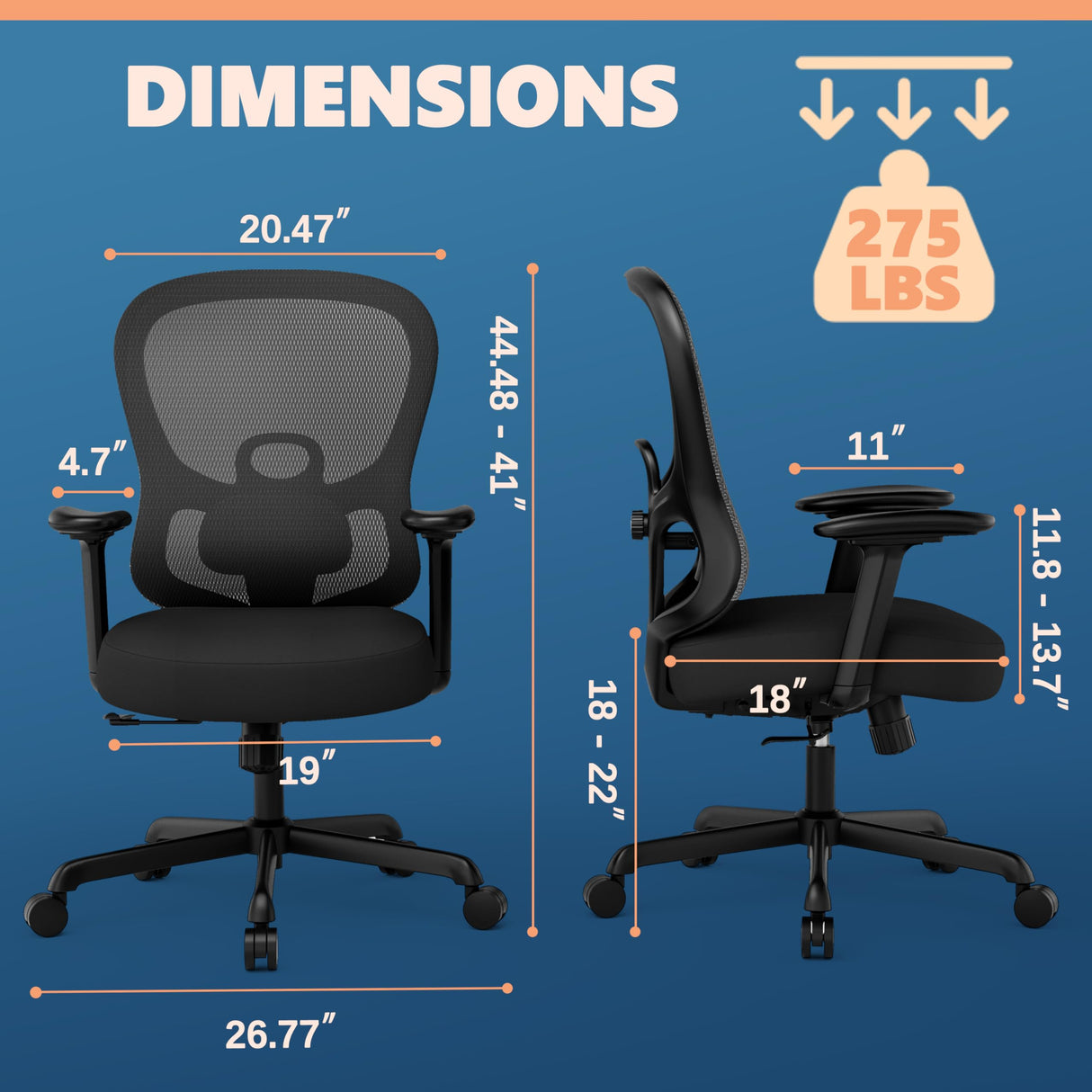 Ergonomic Office Chair with Adjustable Lumbar Support and 3D Armrests