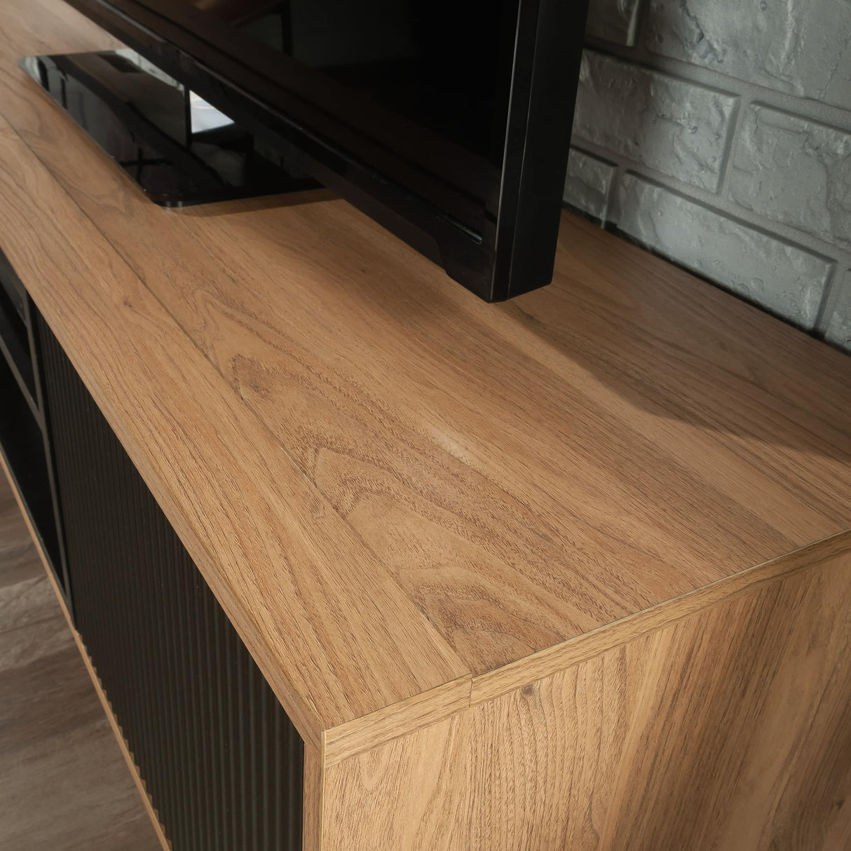 Sauder Ambleside Modern TV Credenza, L: 55.91" x W: 15.67" x H: 20.87", Serene Walnut