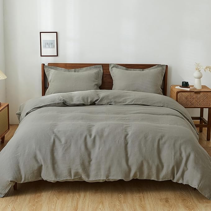 100% Linen Duvet Cover Set, Natural French Flax Linen Duvet Cover Twin Size