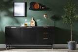 Arlo Sideboard with Ribbed Doors and Drawers, Ash Oak and Gold