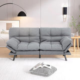 Futon Sofa Bed, Grey Linen Memory Foam Futon Sleeper Sofa Loveseat Convertible Couch Bed for Small Compact Living Spaces,Apartment