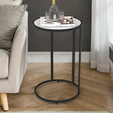 Round Side Table Black - Wood Top End Table with Metal Frame, Accent Tables