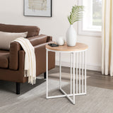 Shae Modern Minimalist Round Side Table, 18Inch, Coastal Oak