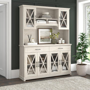 Lennox 60W Farmhouse Sideboard Buffet Cabinet with Drawers in Linen