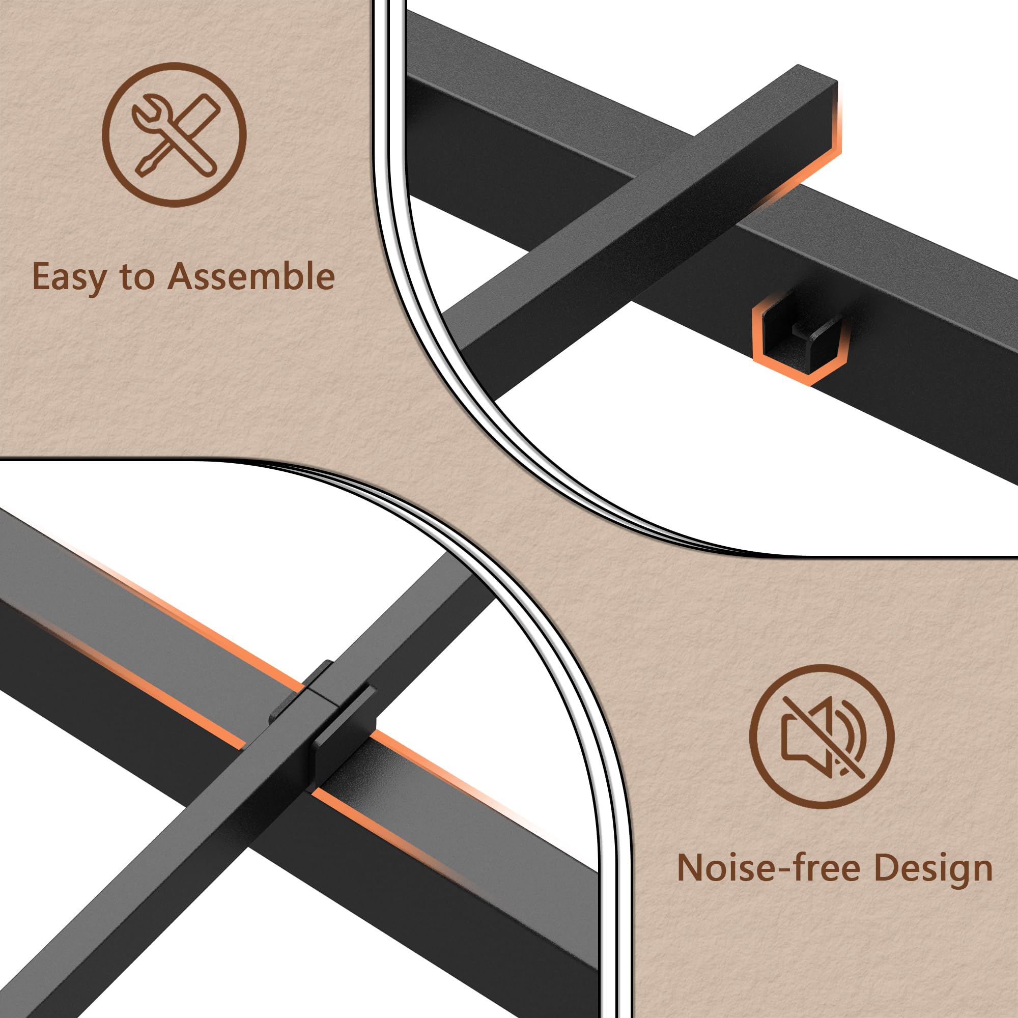 Full Size Metal Bed Frame with RGB LED Lighting & Charging Station