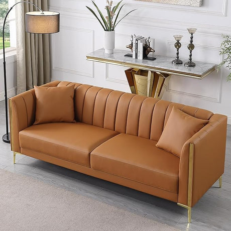 78'' Sofa, Modern Leather Couches for Living Room, Comfy, Faux Leather Sofa 3 Seater Sofa