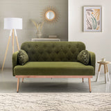 55" Small Velvet Couch with Elegant Moon Shape Pillows