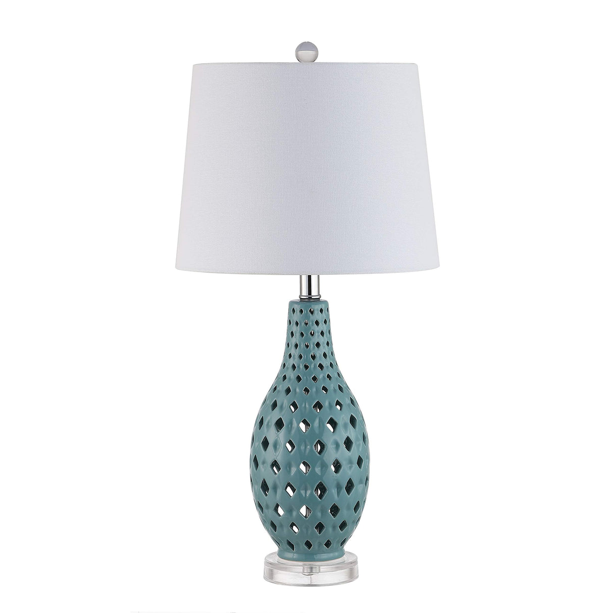 Lighting Collection Harlem Trellis Blue Ceramic 26-inch Bedroom Living