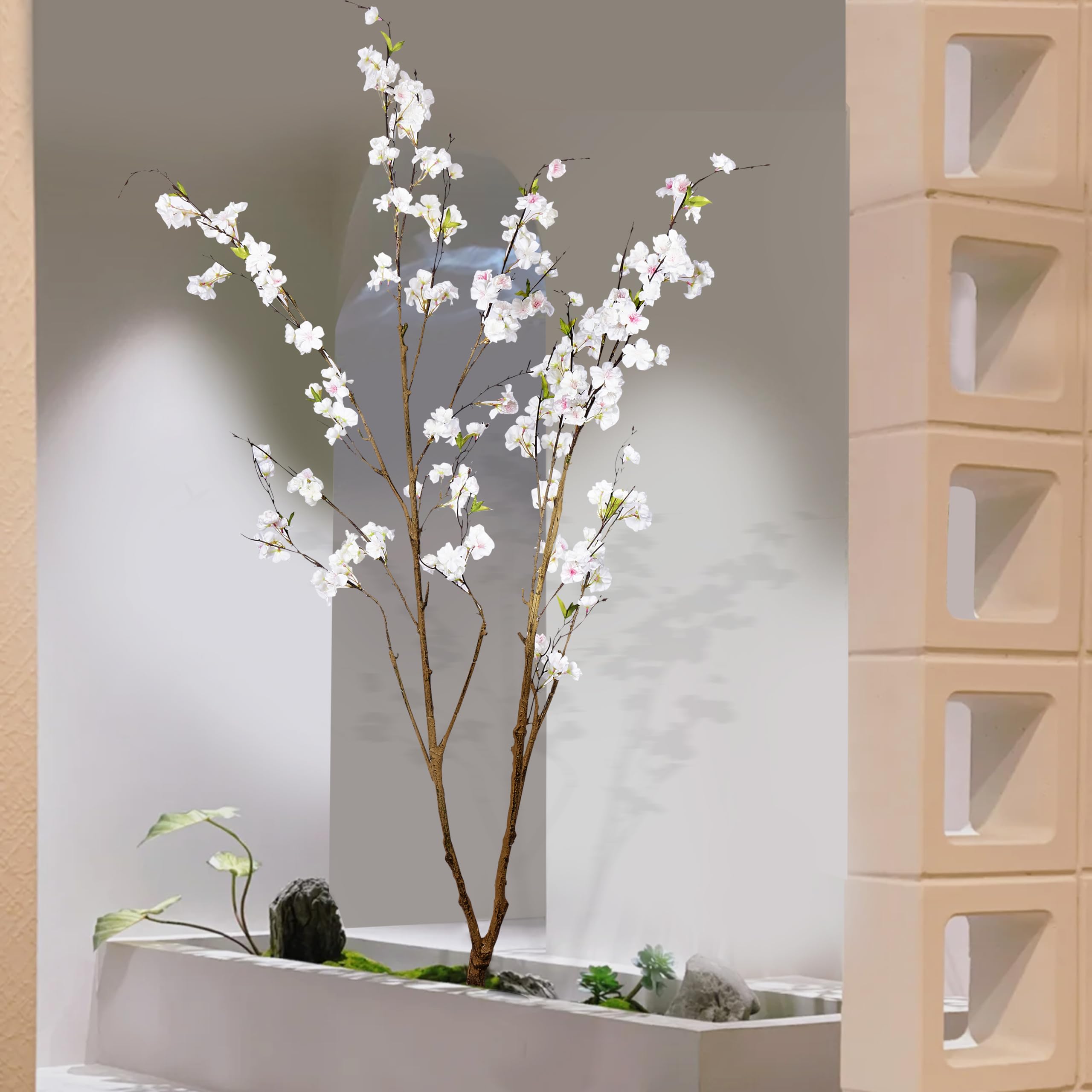Cherry Blossom Tree - 6ft Fake Potted Cherry Blossom Tree with Realistic White Flowers