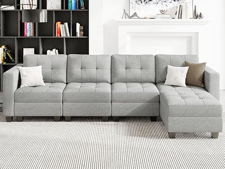 Sofa Set with Ottomans Oversized U Shaped Sofa Set with Storage Seat