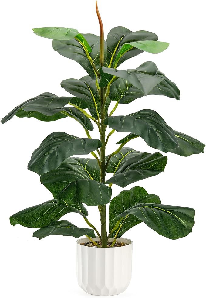 Rose Fake Plants Tall 28'' Artificial Monstera Faux Plants Indoor for Living Room