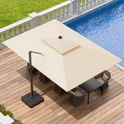 10x13 FT Patio Umbrella, Large Cantilever Rectangular Double Top Heavy Duty Offset Umbrellas