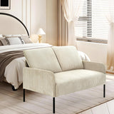 44" W Beige Loveseat Sofa Chair, 2-Seater Modern Corduroy Couch with Pillows