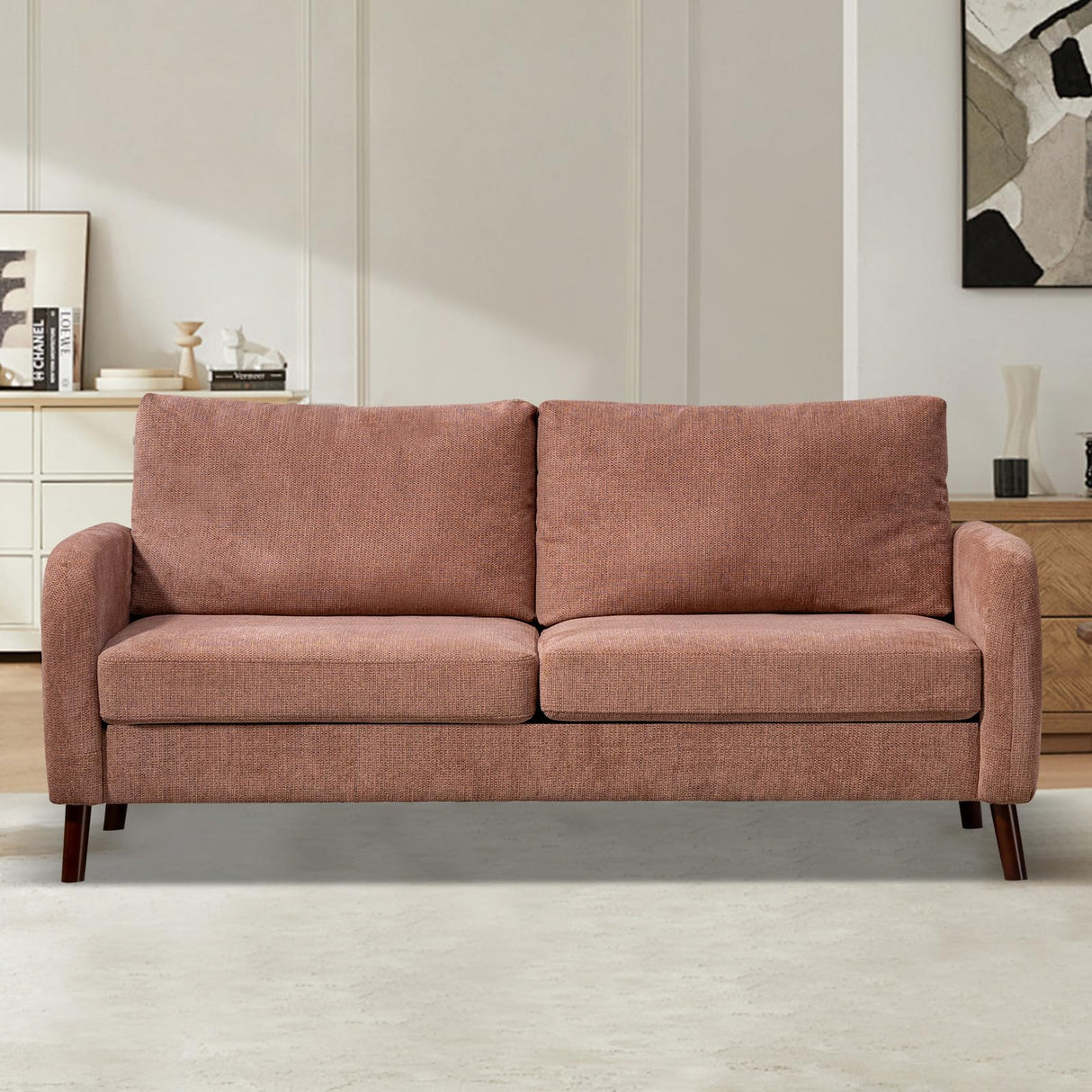 69'' Loveseat Sofa, Small Loveseat for Small Space with Removable Backrest & Wooden Legs